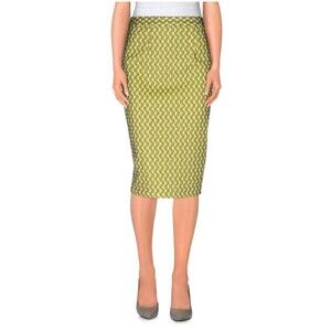 Darling London Womens Black Yellow Effie Pensil Stretch Midi Skirt Sz 6 US/10 UK